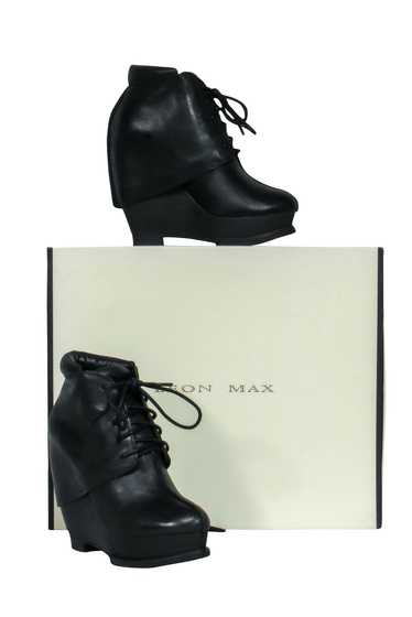 Leon Max - Black Leather Platform Short Boots Sz 6