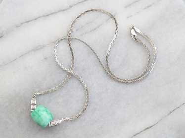 Beaded Dyed Jade and Diamond Necklace - image 1