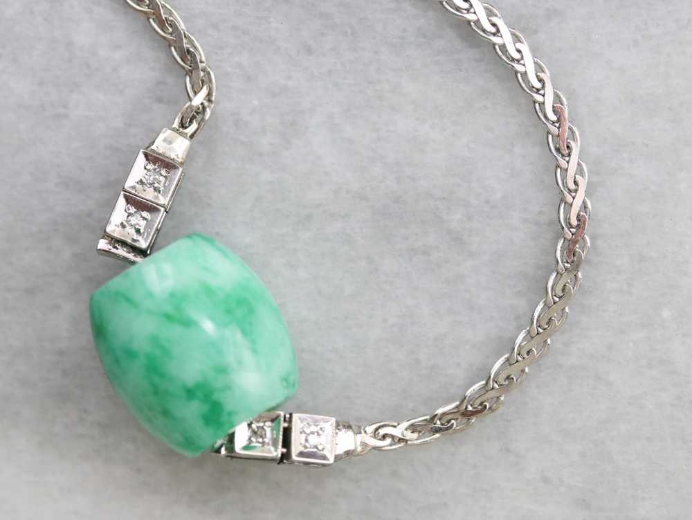 Beaded Dyed Jade and Diamond Necklace - image 3