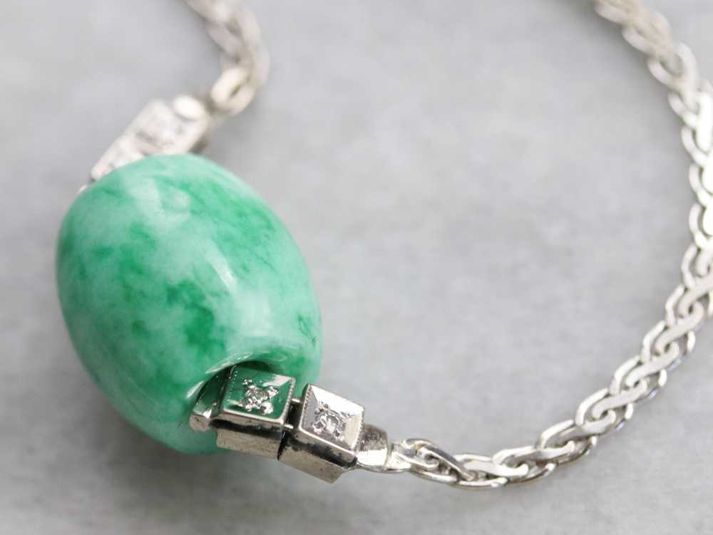 Beaded Dyed Jade and Diamond Necklace - image 4