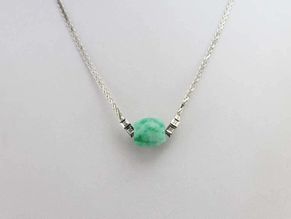 Beaded Dyed Jade and Diamond Necklace - image 7