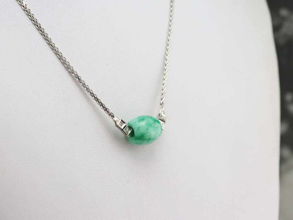 Beaded Dyed Jade and Diamond Necklace - image 8
