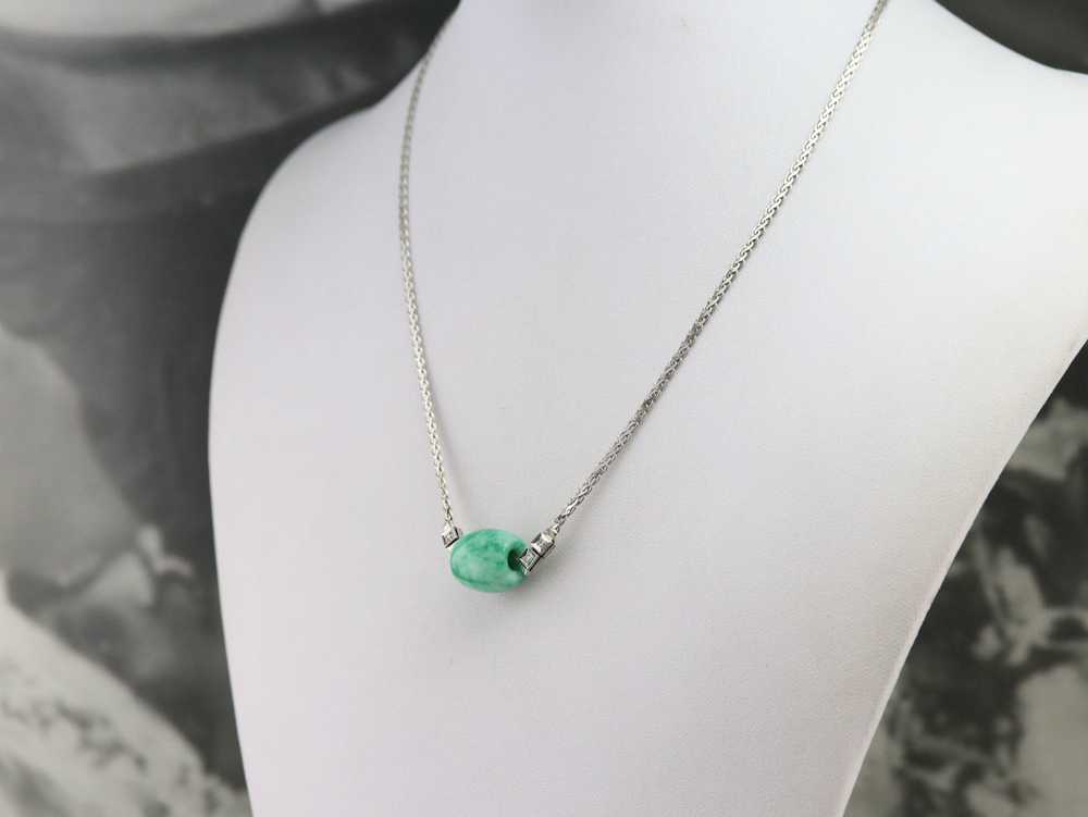 Beaded Dyed Jade and Diamond Necklace - image 9