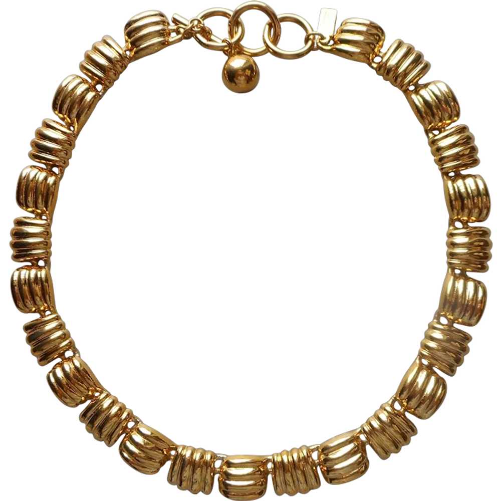 Early 1990s Talbot's Gold Tone Collar Necklace Vi… - image 1