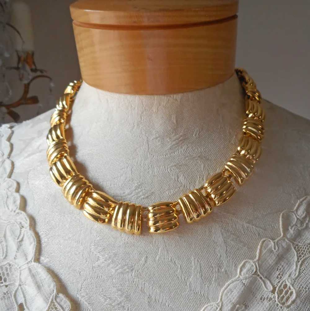 Early 1990s Talbot's Gold Tone Collar Necklace Vi… - image 8