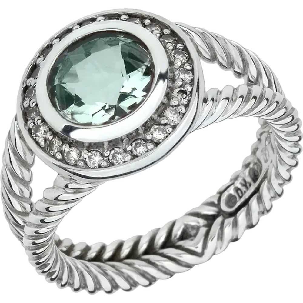 David Yurman Sterling Silver Prasiolite & Diamond… - image 1