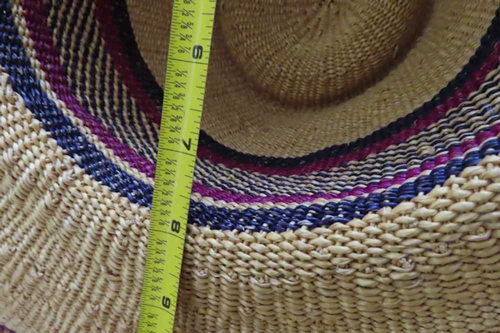 Vintage African Straw Wide Brim Hat - image 11