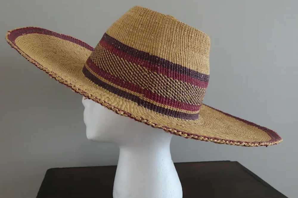 Vintage African Straw Wide Brim Hat - image 6