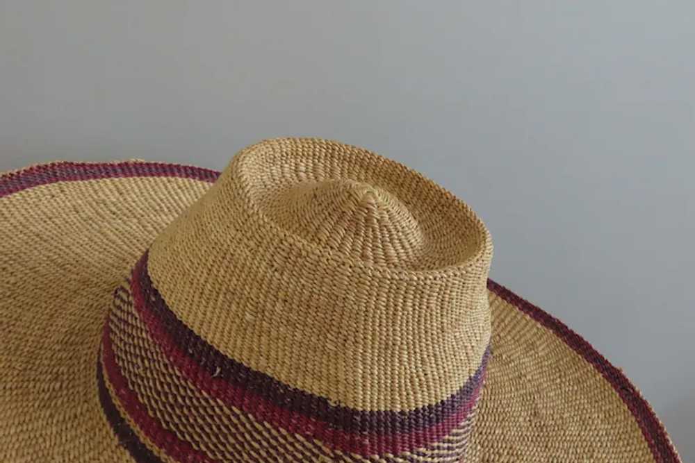 Vintage African Straw Wide Brim Hat - image 8
