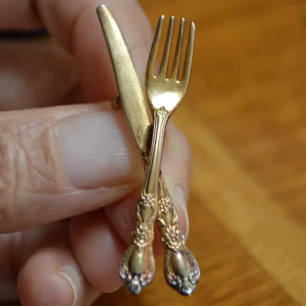 Fork and Knife Petite Brooch Pin - image 2