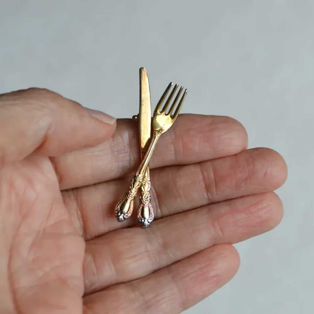 Fork and Knife Petite Brooch Pin - image 6