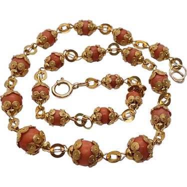 Coral and 18K Gold Vintage Necklace