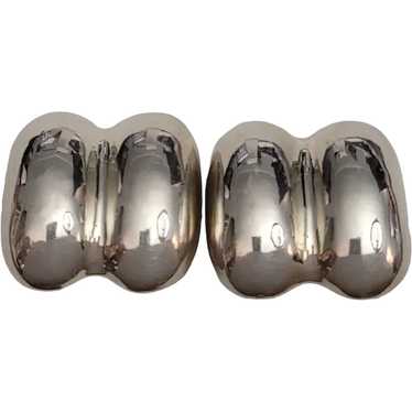 Sterling Silver Puffy Hollow Clip-On Earrings Mexi