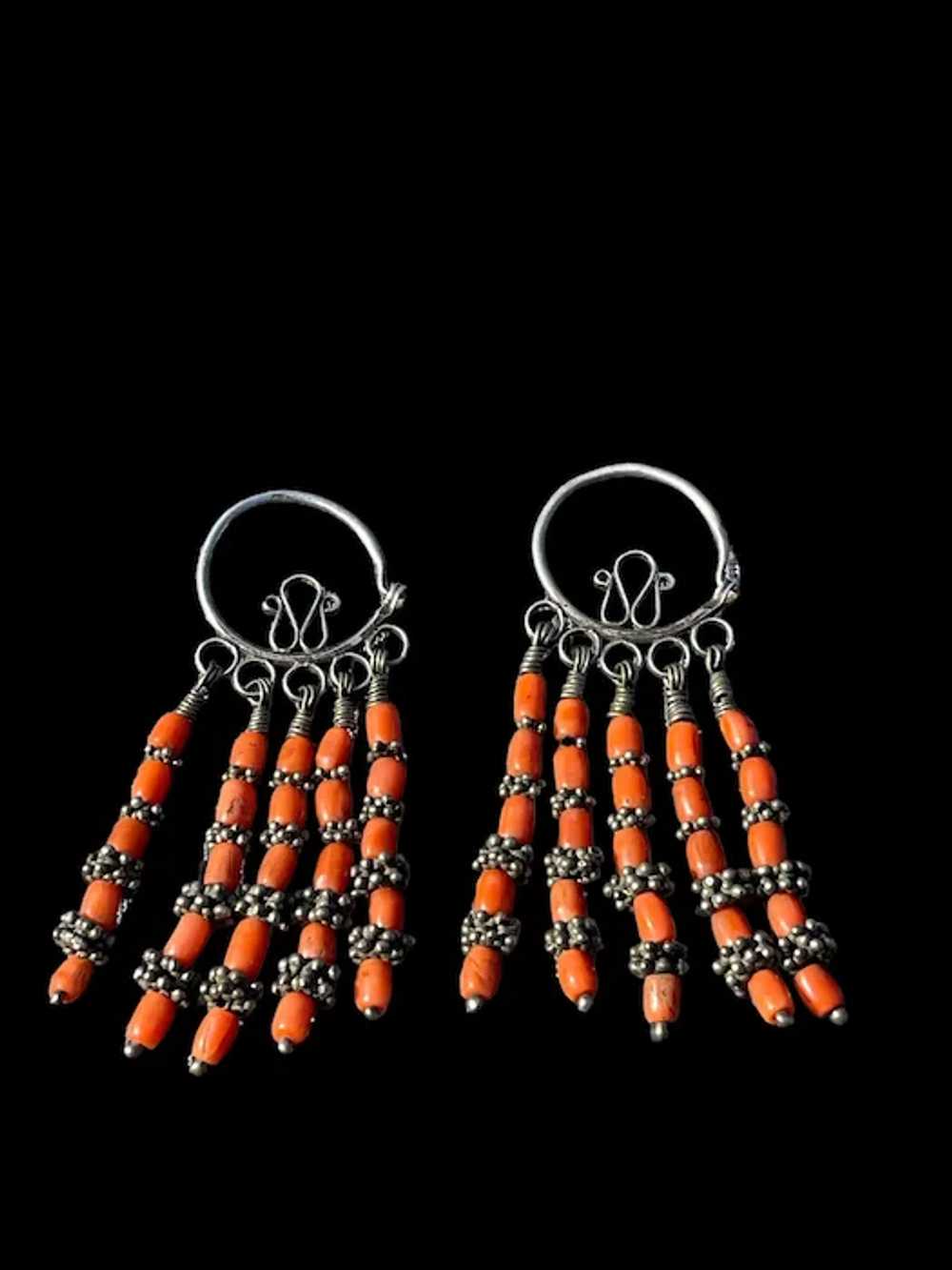 Antique Hand Made Afghan Earrings Silver & natura… - image 10