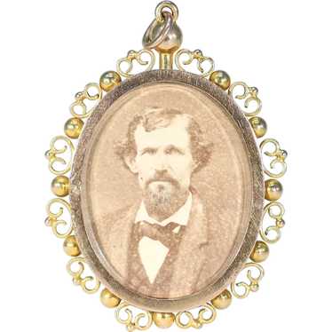 Lovely Antique Gold Frame Pendant Early Photo - image 1