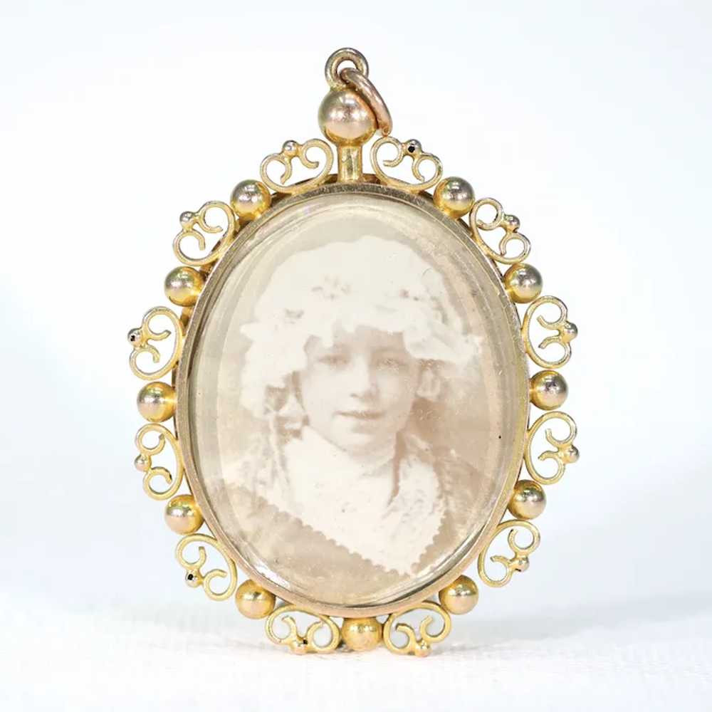 Lovely Antique Gold Frame Pendant Early Photo - image 2