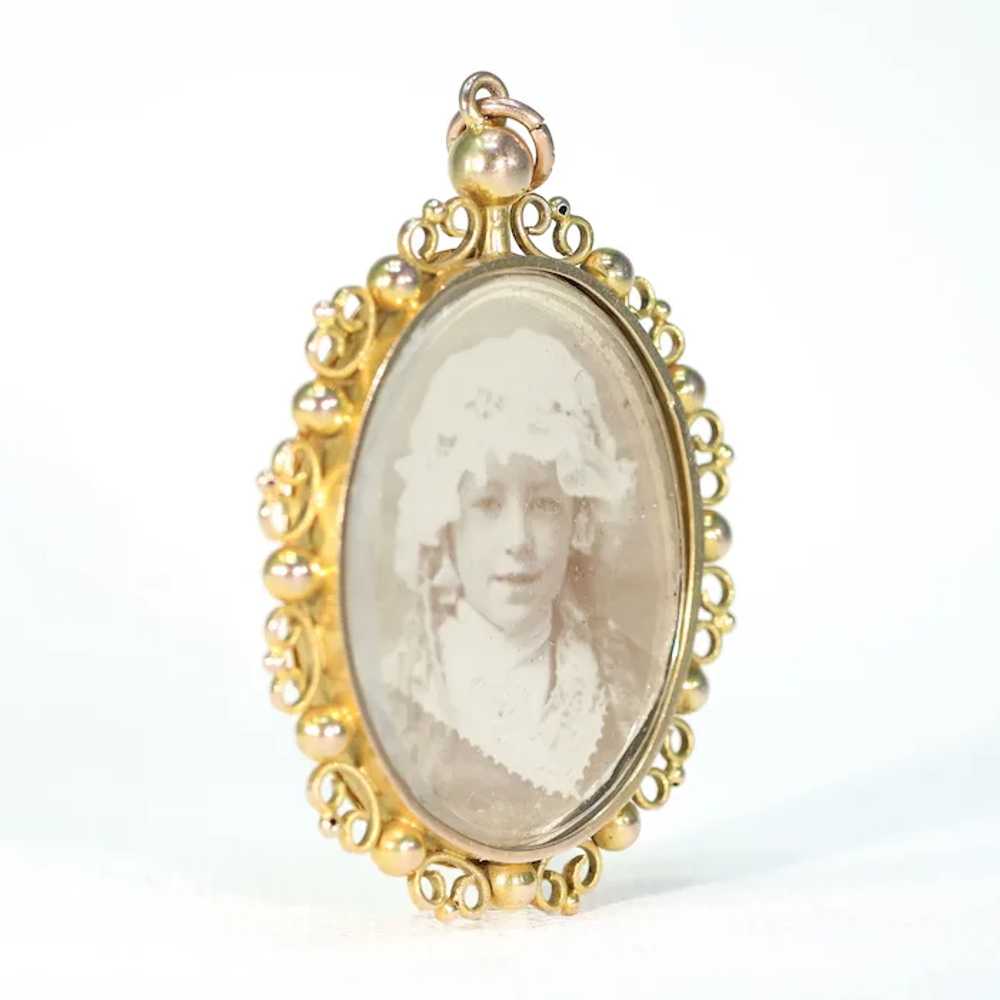 Lovely Antique Gold Frame Pendant Early Photo - image 3