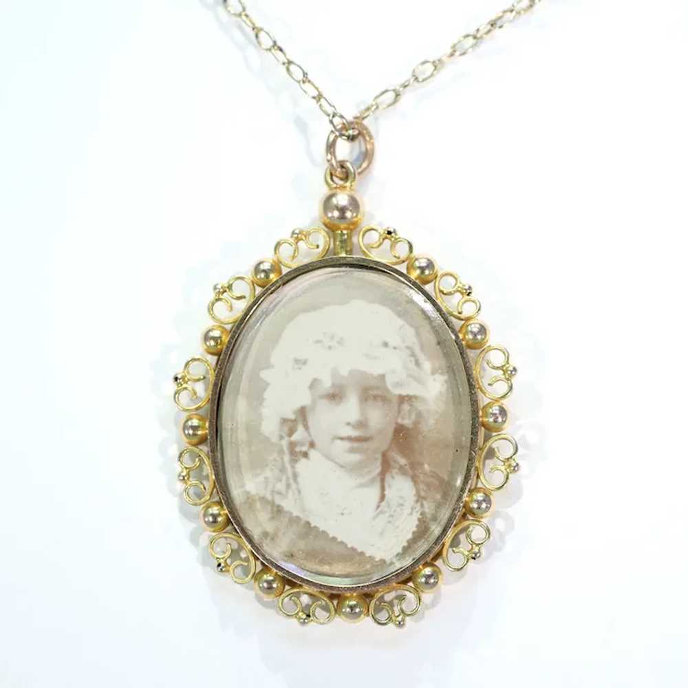 Lovely Antique Gold Frame Pendant Early Photo - image 6