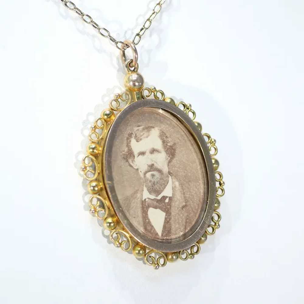 Lovely Antique Gold Frame Pendant Early Photo - image 7