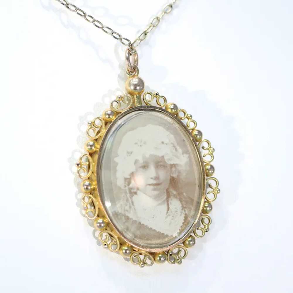Lovely Antique Gold Frame Pendant Early Photo - image 8