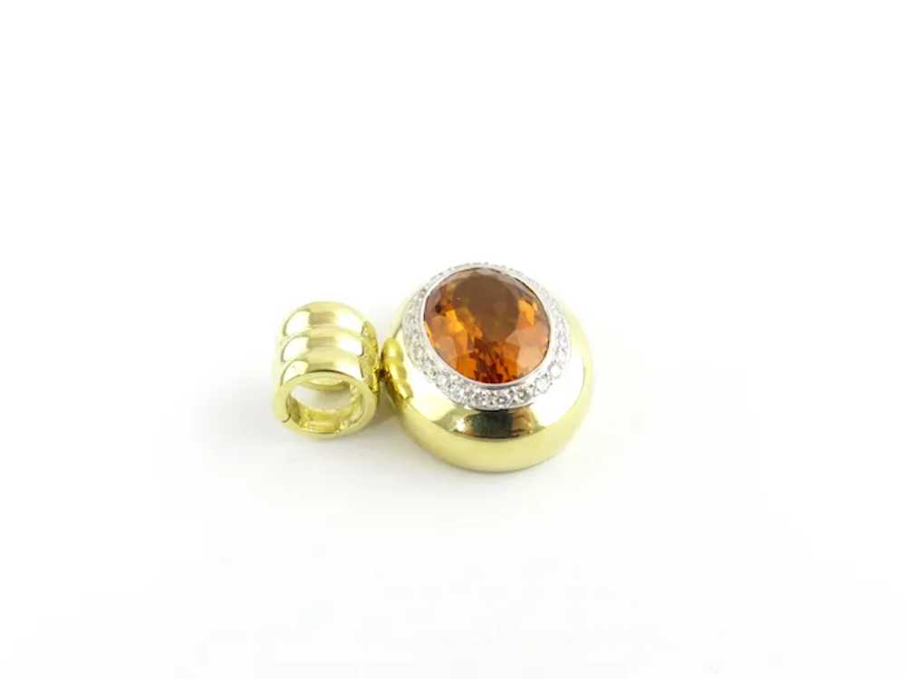 Vintage 18 Karat Yellow Gold Oval Citrine and Dia… - image 2