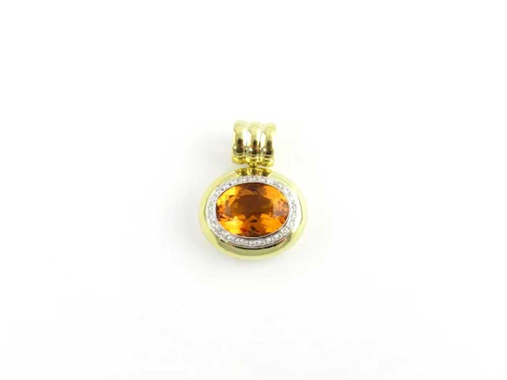 Vintage 18 Karat Yellow Gold Oval Citrine and Dia… - image 5