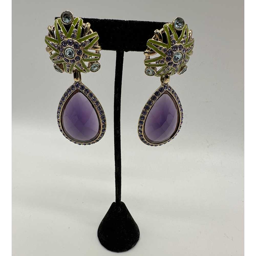 Gorgeous ABS Allen Schwartz Pendant Enamel Earrin… - image 3