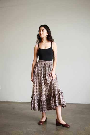 1980s Liberty Print Cotton Midi Skirt - image 1