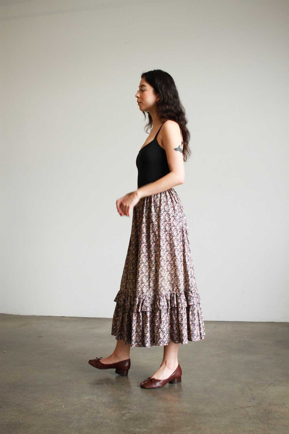 1980s Liberty Print Cotton Midi Skirt - image 4