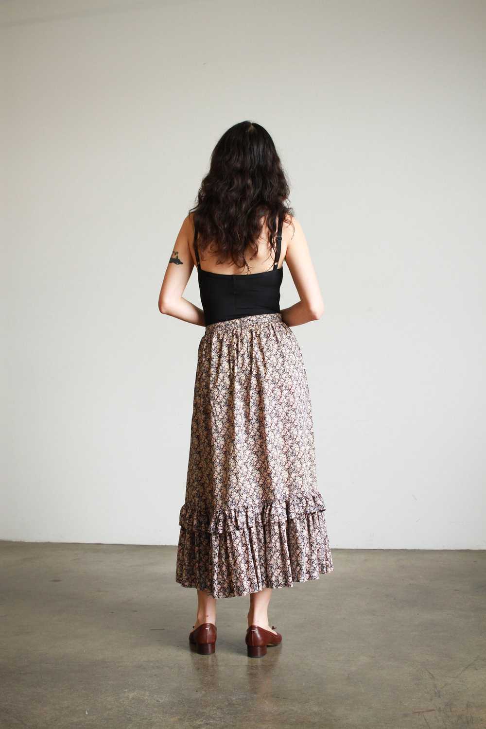 1980s Liberty Print Cotton Midi Skirt - image 5