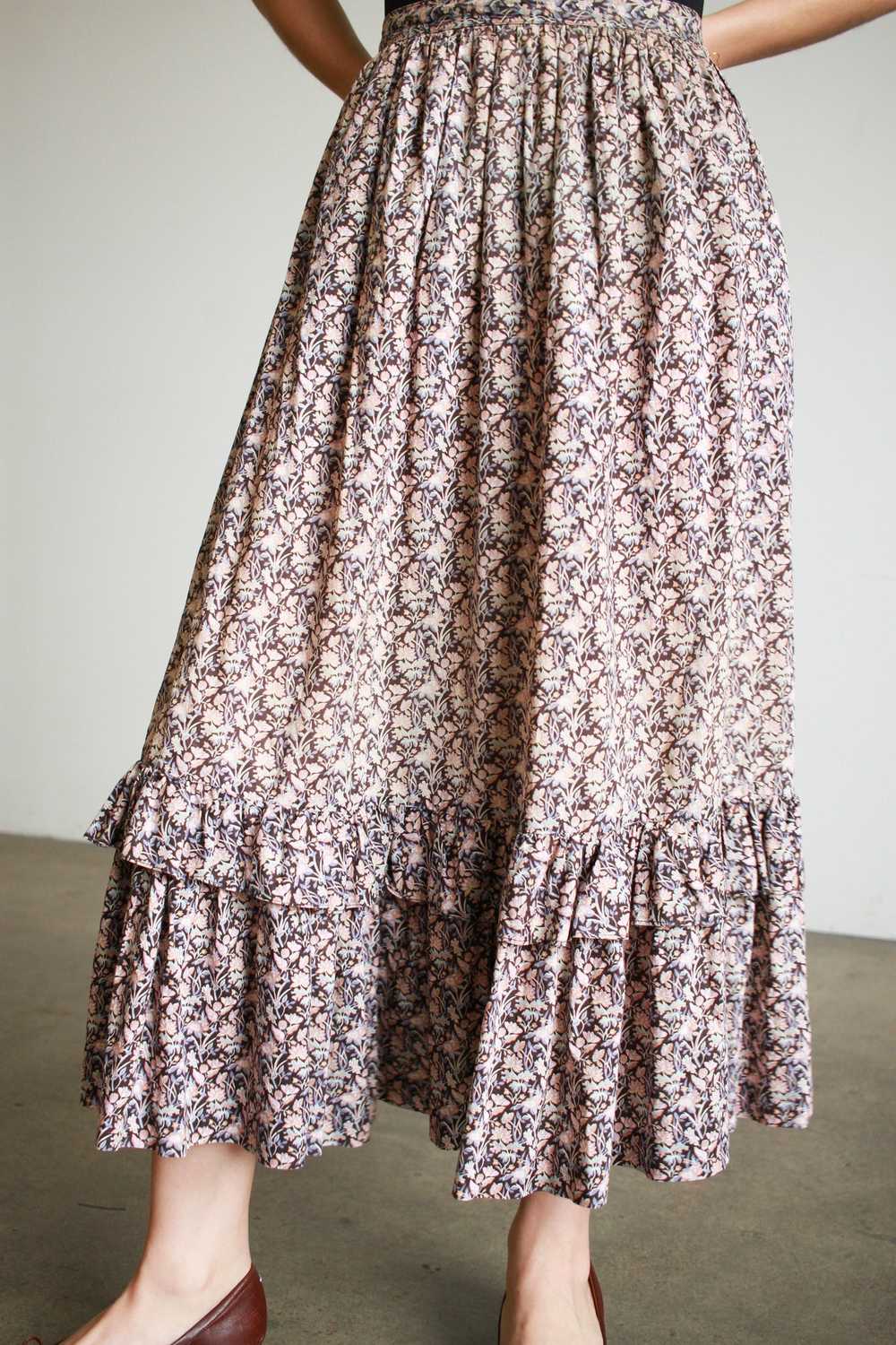 1980s Liberty Print Cotton Midi Skirt - image 6
