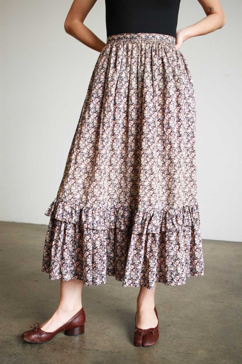 1980s Liberty Print Cotton Midi Skirt - image 7