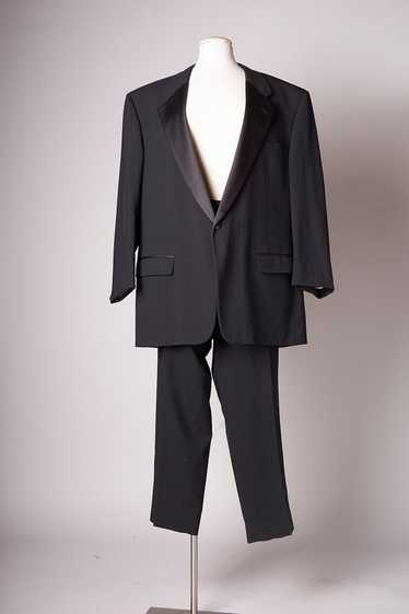After Six Vintage 1980s Black Wool Tuxedo Suit