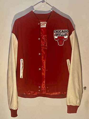 Men's Chicago Bulls Starter White/Red The Line-Up Oxford Hoodie Half-Zip  Jacket