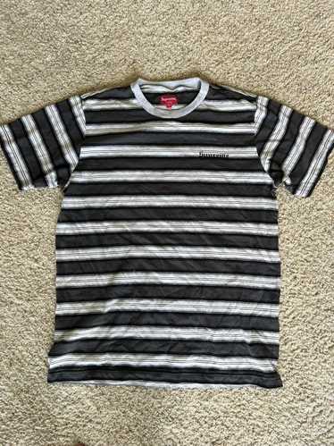 Supreme Red And White With Diagonal Stripes Logo 3D T-Shirt - Shop