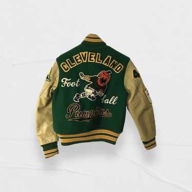 Whitesville Varsity Jacket Leather Sleeve Green size L