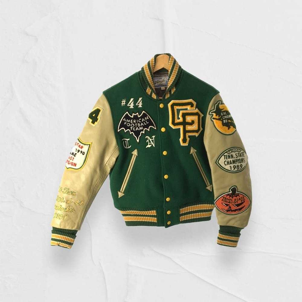 Whitesville Whitesville AFT Green Varsity Jacket - image 2