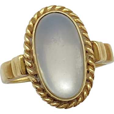 Vintage Moonstone Cabochon Ring 14K Gold - image 1