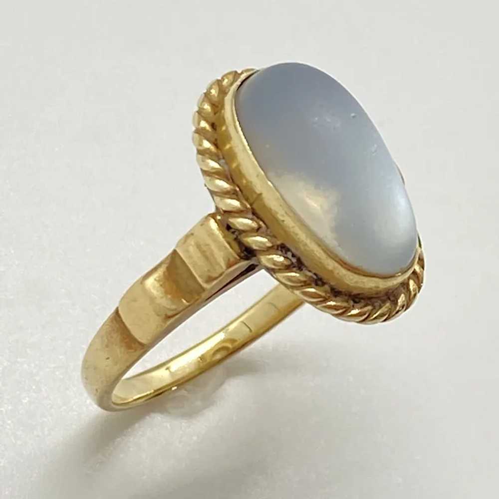 Vintage Moonstone Cabochon Ring 14K Gold - image 3