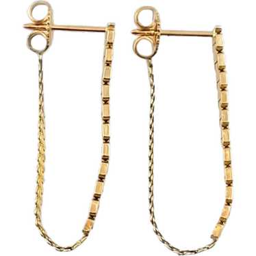 Vintage 10K Yellow Gold Chain Dangle Earrings - image 1