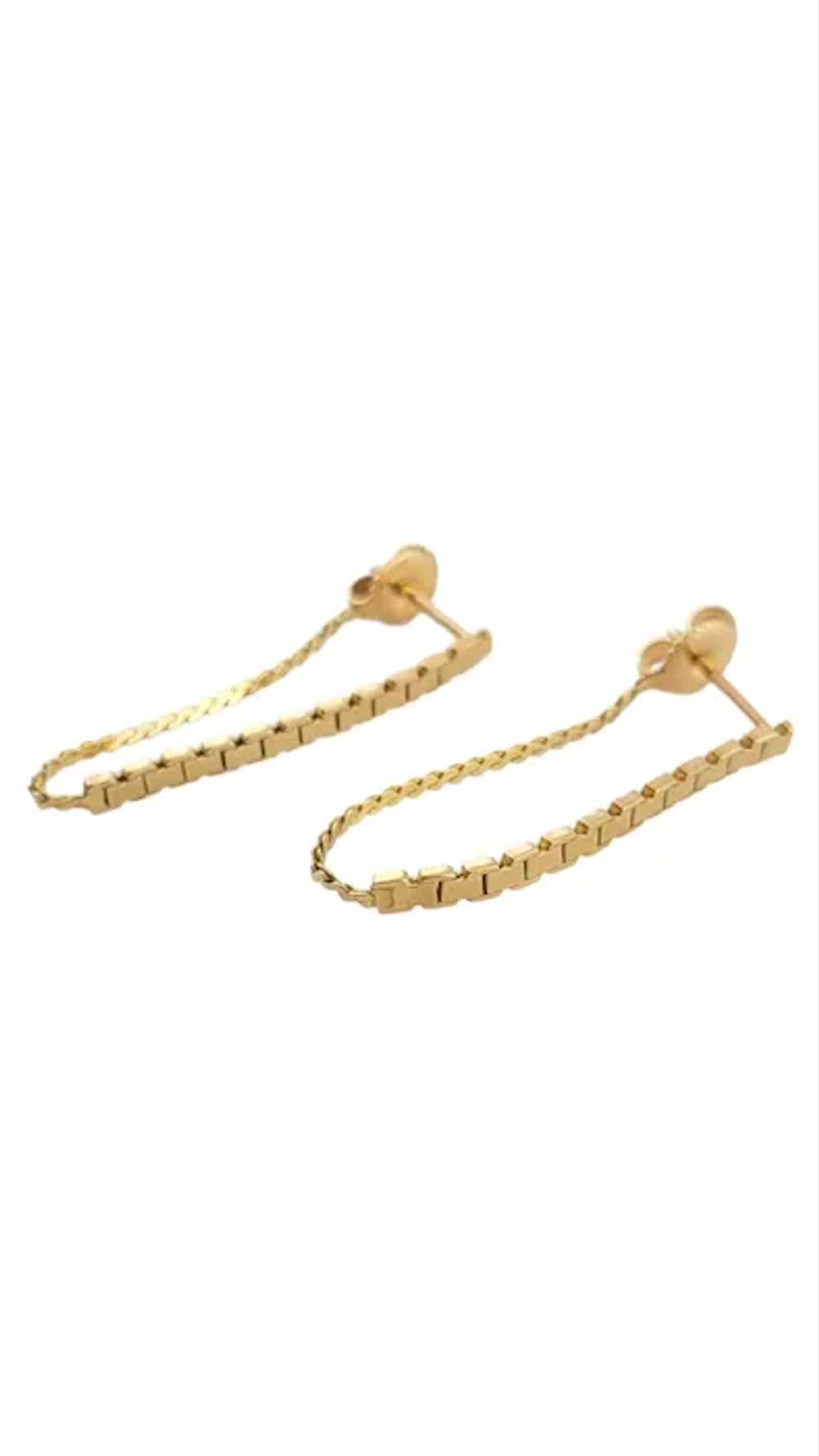 Vintage 10K Yellow Gold Chain Dangle Earrings - image 2