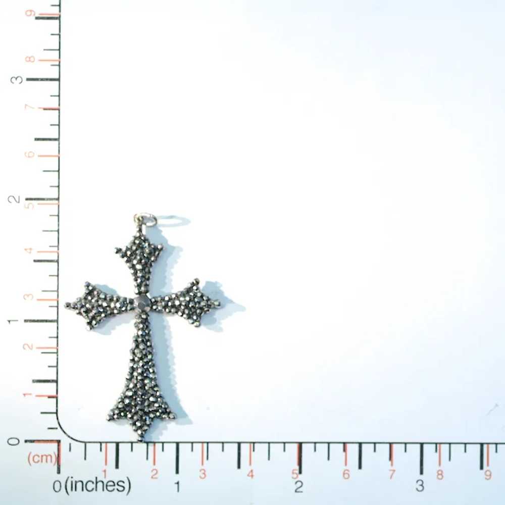 Antique Victorian Cut Steel Cross Pendant c. 1880 - image 8