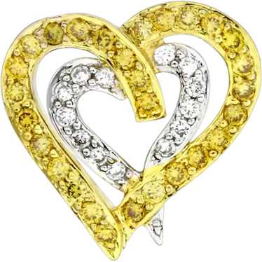 18K Yellow & White .37ctw Diamond Open Heart Penda