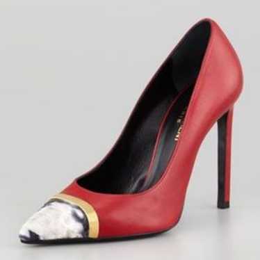 Saint Laurent Pointed-Toe Python-Cap Pump, Red - image 1