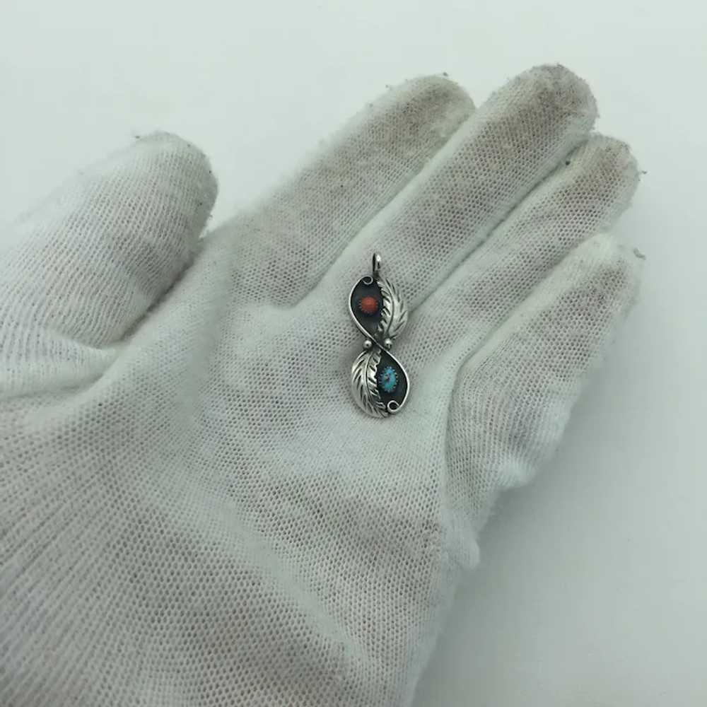 Native American Sterling Silver Turquoise & Coral… - image 3