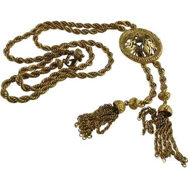 Trifari Gold Tone Necklace With Gold Tone Tassels