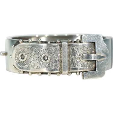 Victorian Silver Buckle Bangle, Dtd. 1884 - image 1