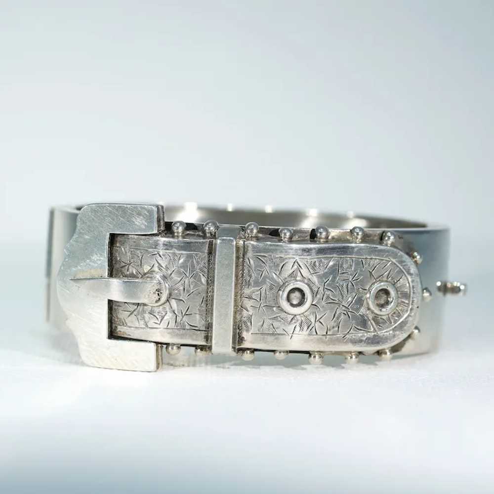 Victorian Silver Buckle Bangle, Dtd. 1884 - image 2