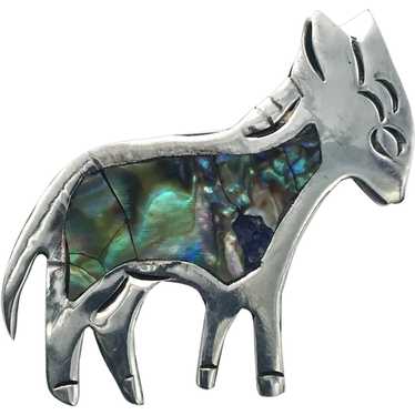ES Signed Taxco, Mexico Sterling Silver Brooch - image 1