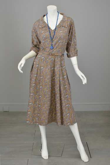 1940s early 50s Floral Paisley Novelty Print Dress